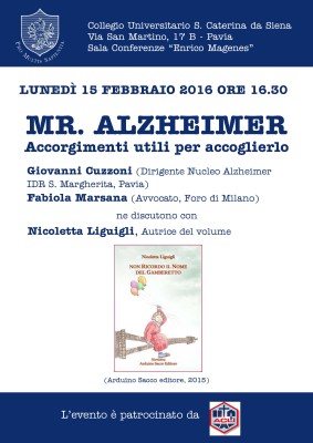 PAVIA un incontro al Collegio S. Caterina per conoscere e capire l'Alzheimer