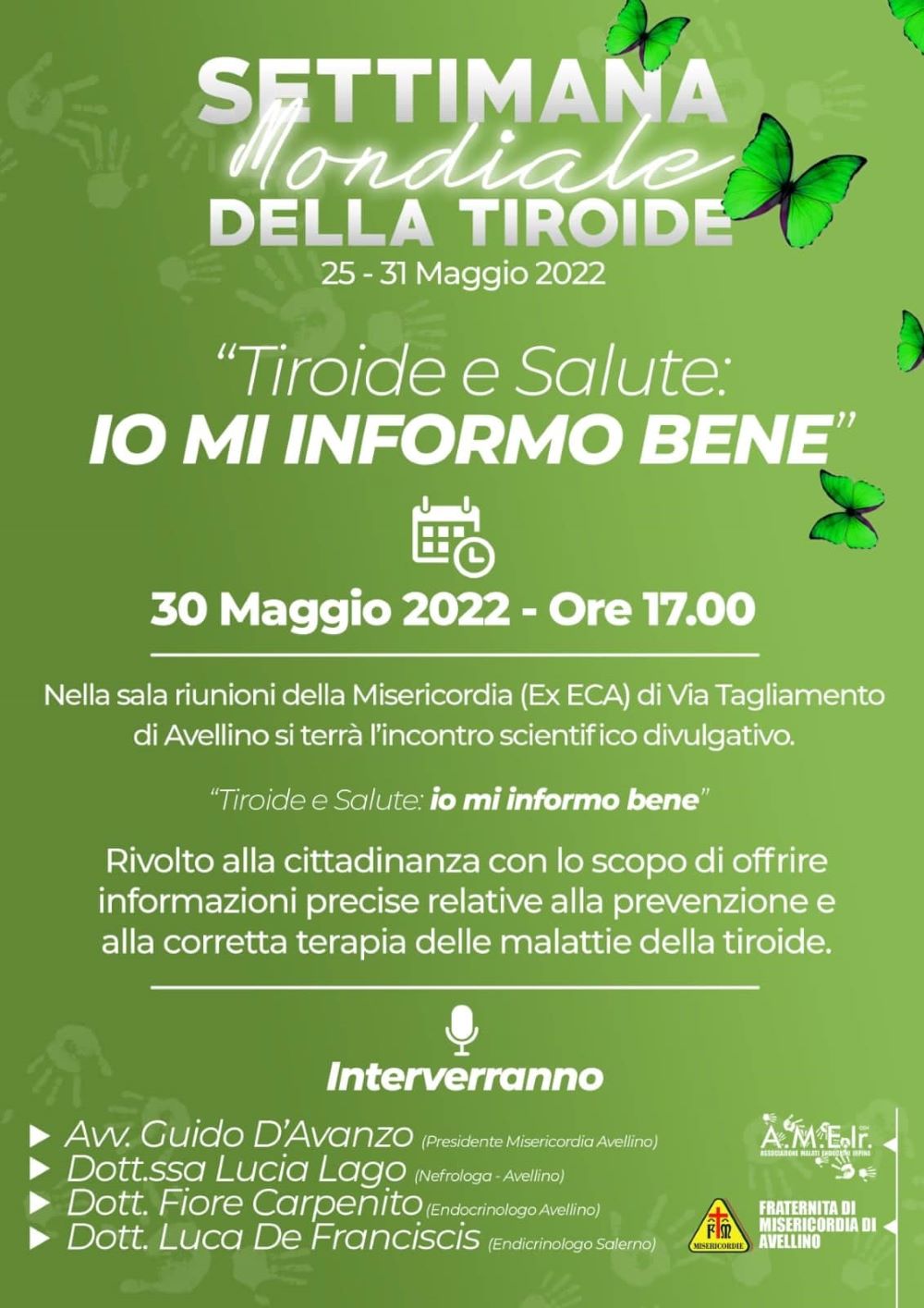 Settimana mondiale della tiroide. Ad Avellino il convegno dell'AMEIR sulla corretta informazione sulla salute.