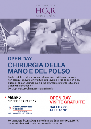 A Roma l'Open Day "Chirurgia della mano e del polso"