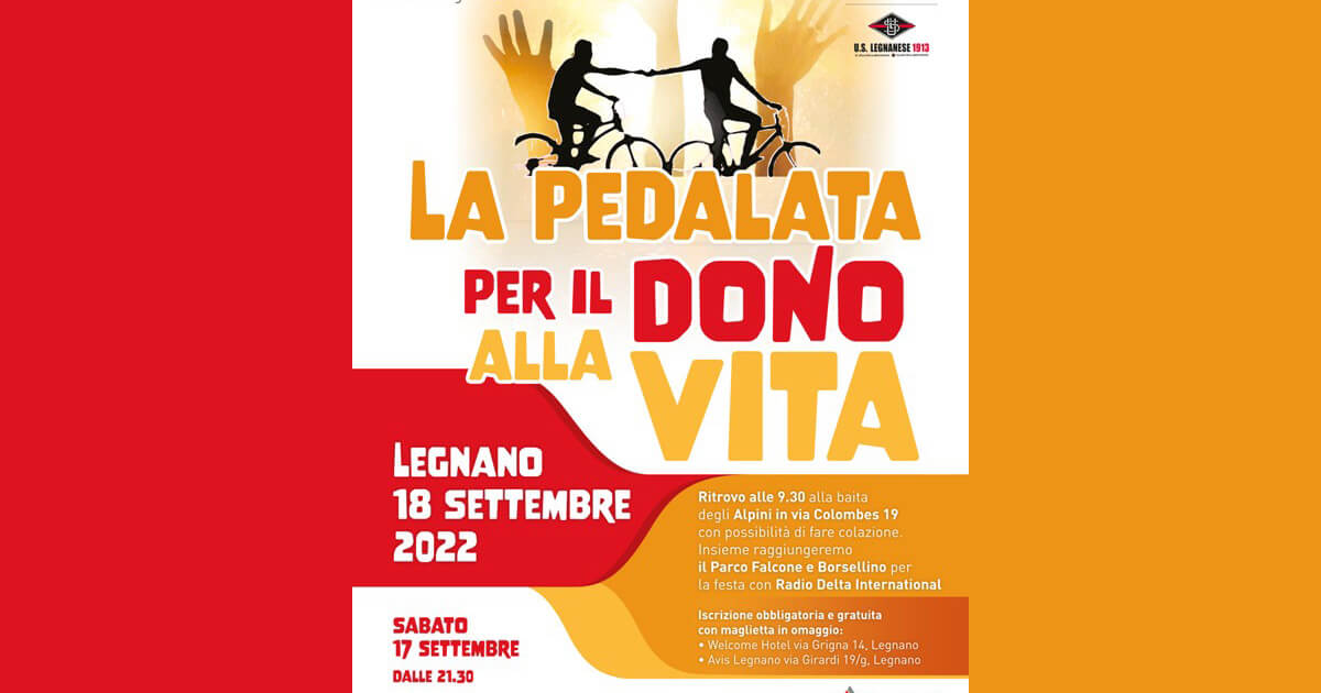 Legnano, Domenica 18 Settembre: Aido, Avis E Admo Celebrano Il Dono Con La “pedalata Per Il Dono Alla Vita”