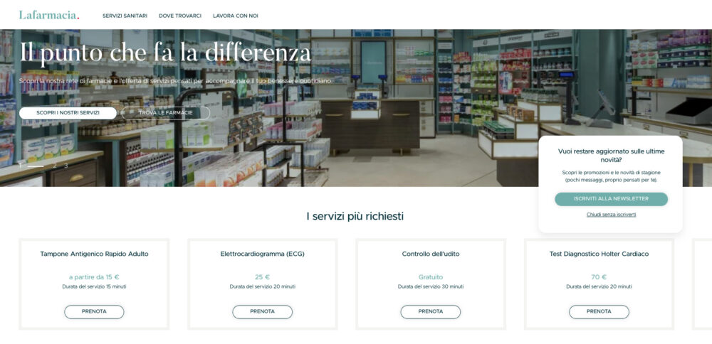 Lafarmacia. attiva la prenotazione online dei servizi nelle proprie farmacie per essere sempre più vicina al cittadino